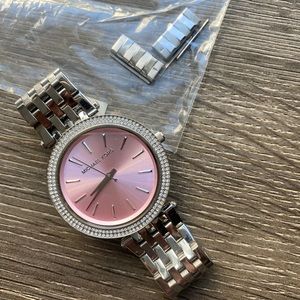 Michael Kors - Darci pink and pavé stainless steel watch